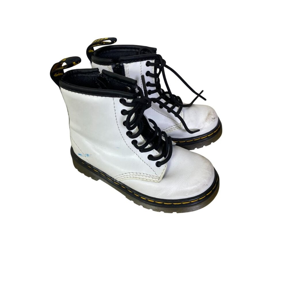 Dr. Martens 1460 T White Leather Lace Up Boots Kids Size US size 8‎ JY004